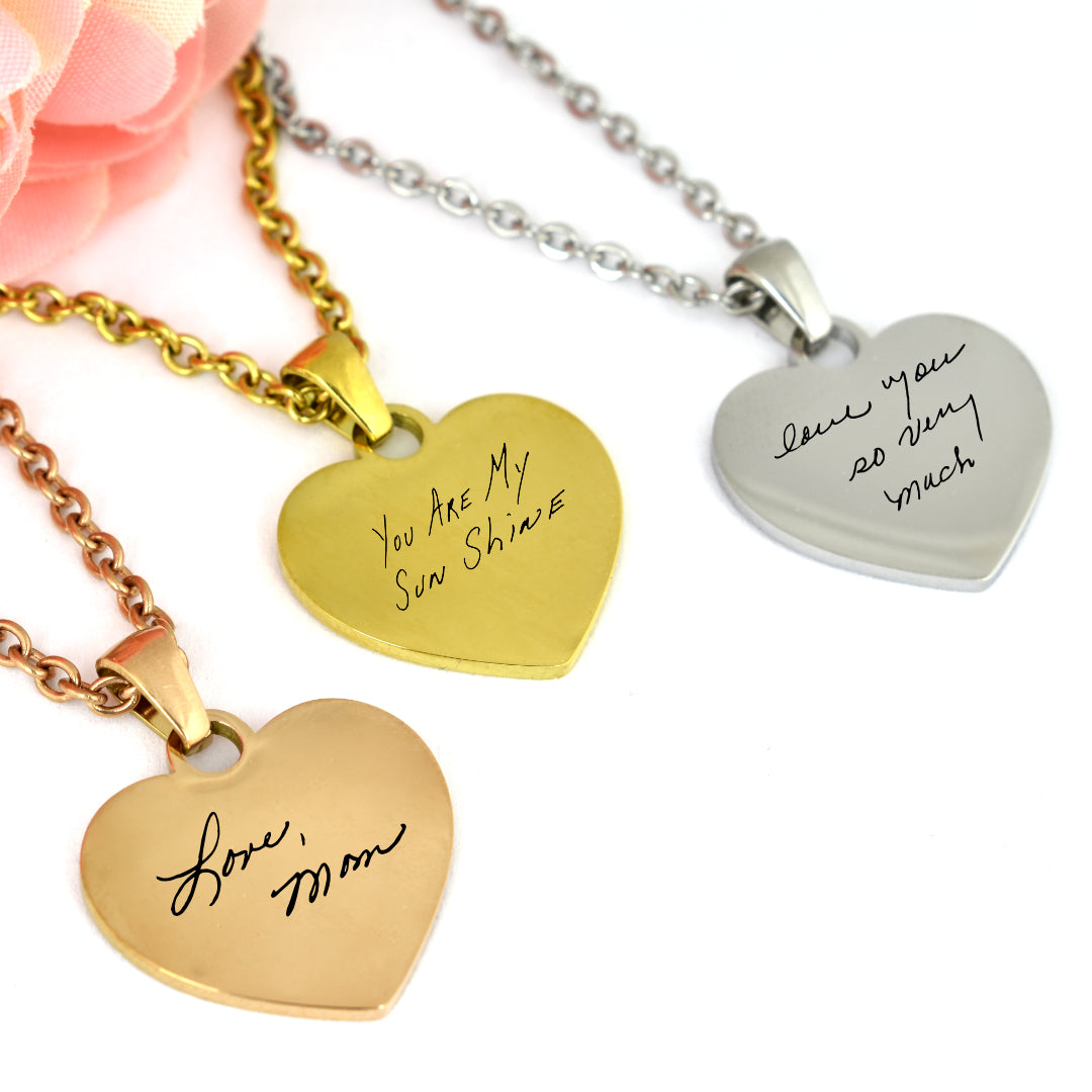 Heart Charm Handwriting Necklace