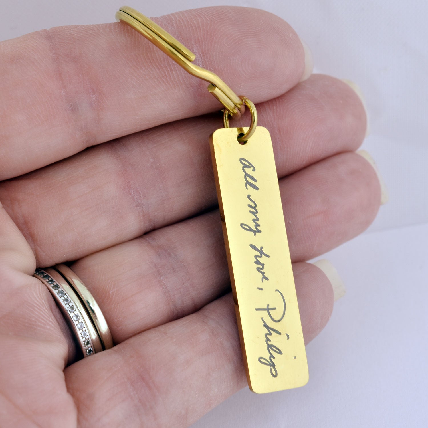 Rectangle Handwriting Key Ring