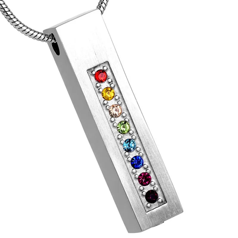 Rainbow Bar Cremation Urn Necklace