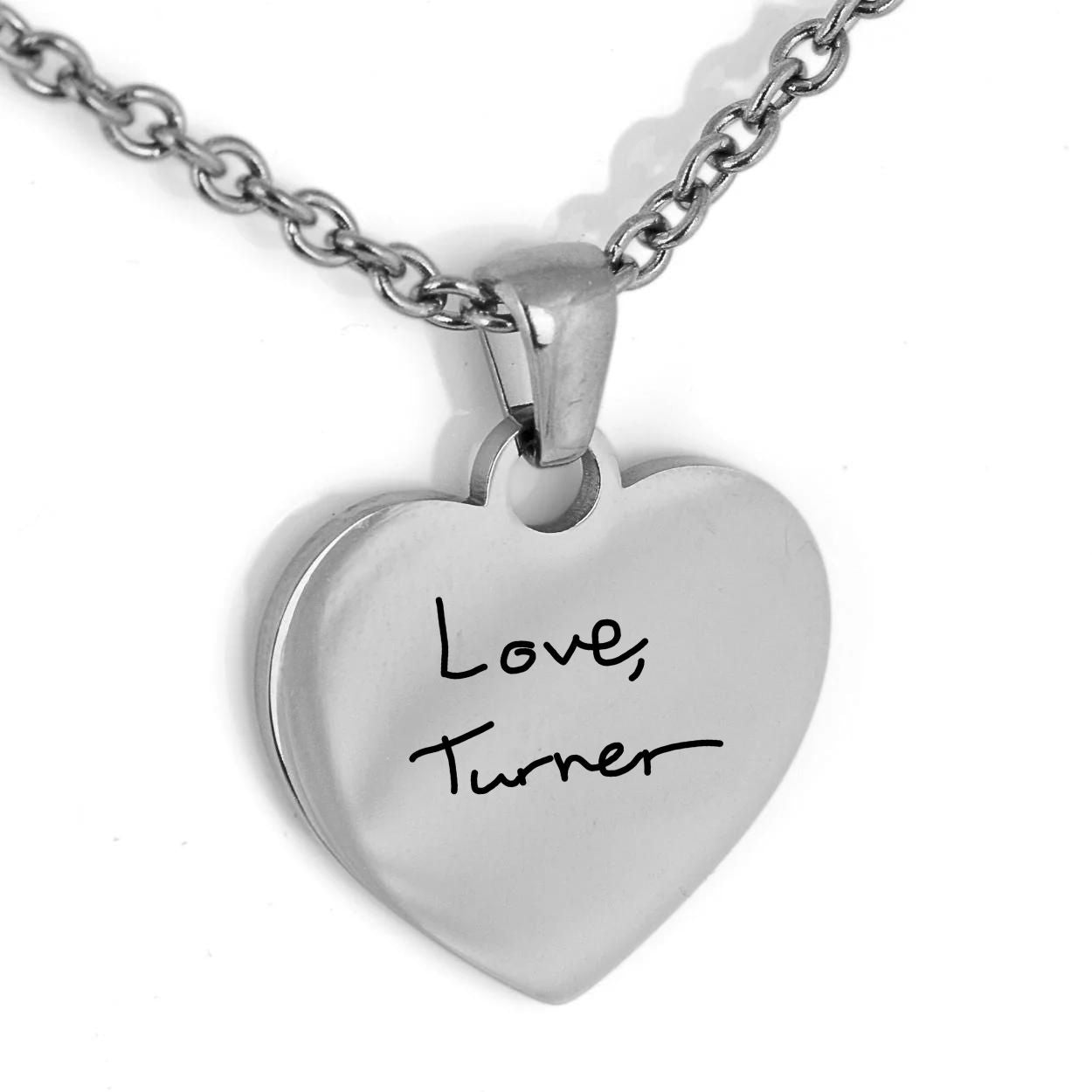 Heart Charm Handwriting Necklace