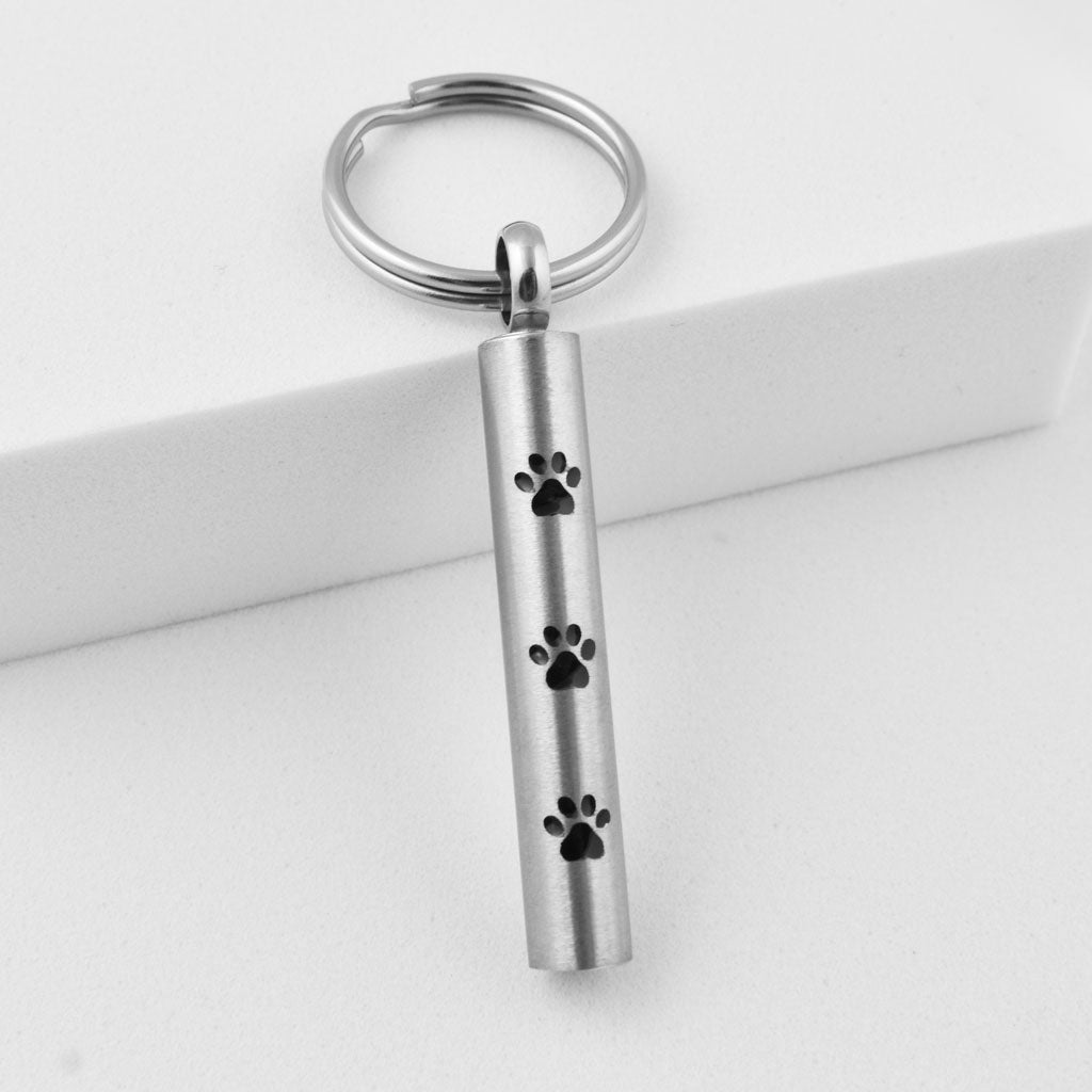 Paw Print Cylinder Keychain Urn