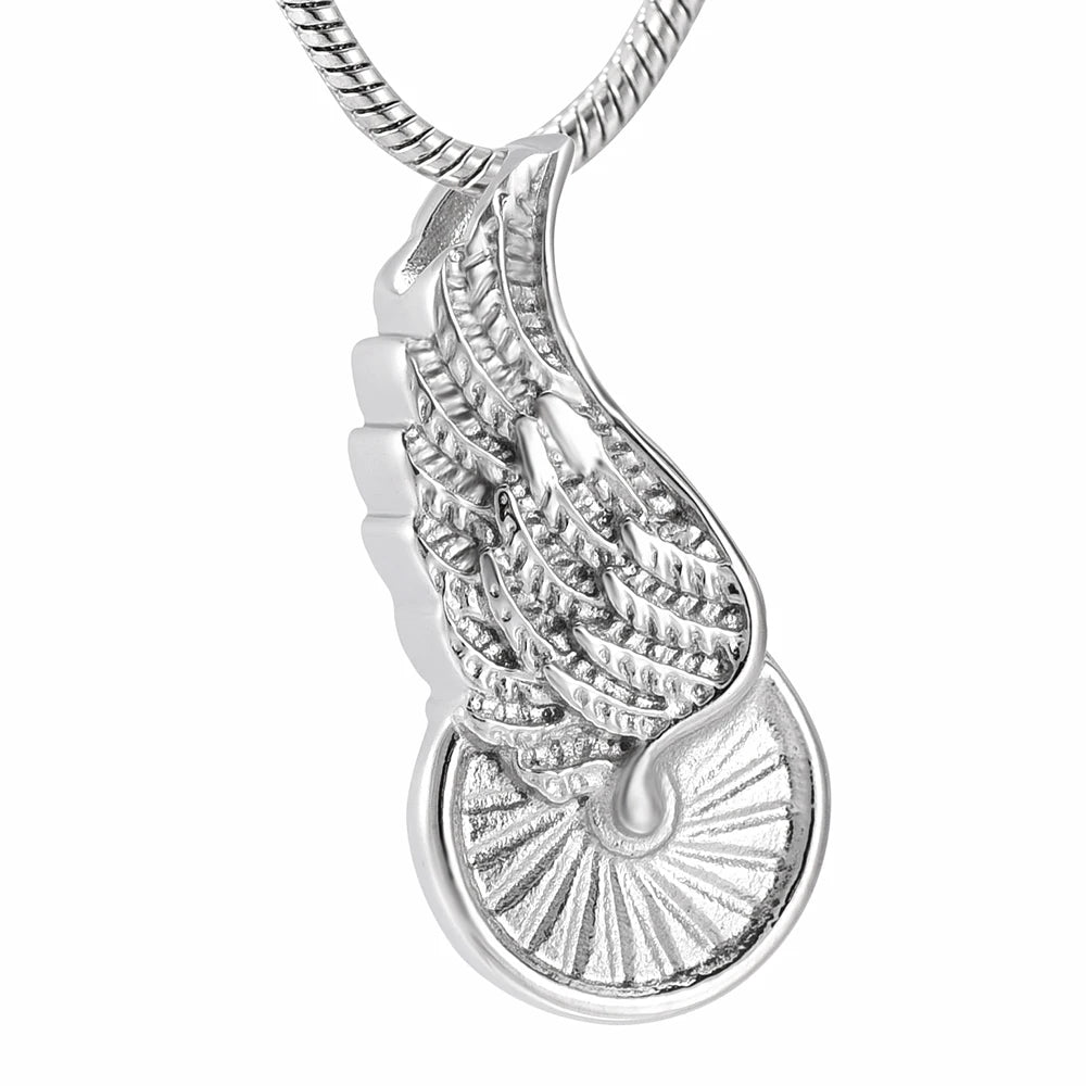 Winged Wheel Cremation Necklace