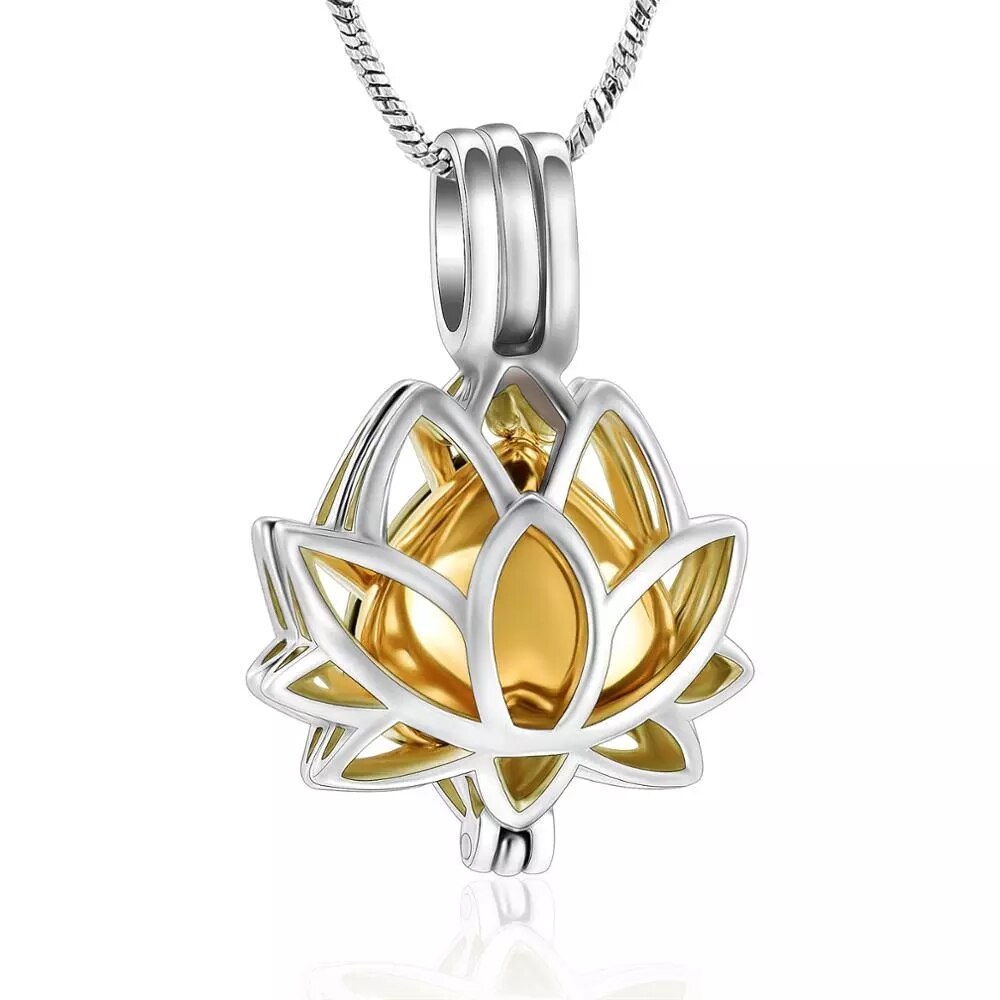 Lotus Flower with Heart Cremation Jewelry