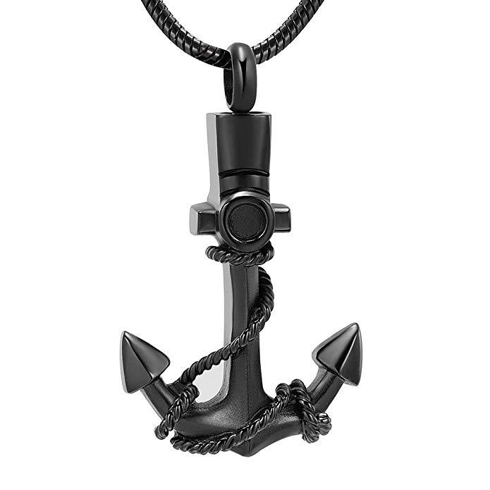 Silver Anchor Urn Necklace Sarah & Essie Black 