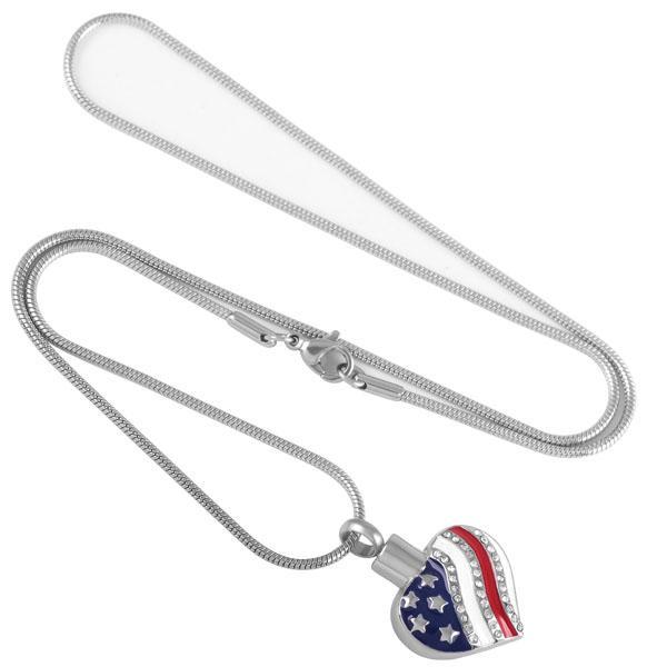 American Flag Heart Urn Necklace Sarah & Essie 