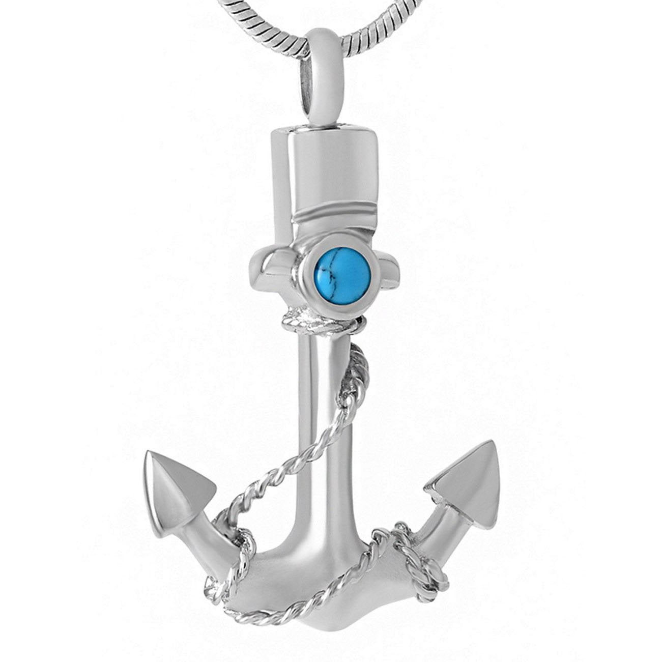 Silver Anchor Urn Necklace Sarah & Essie Silver with Turquoise 