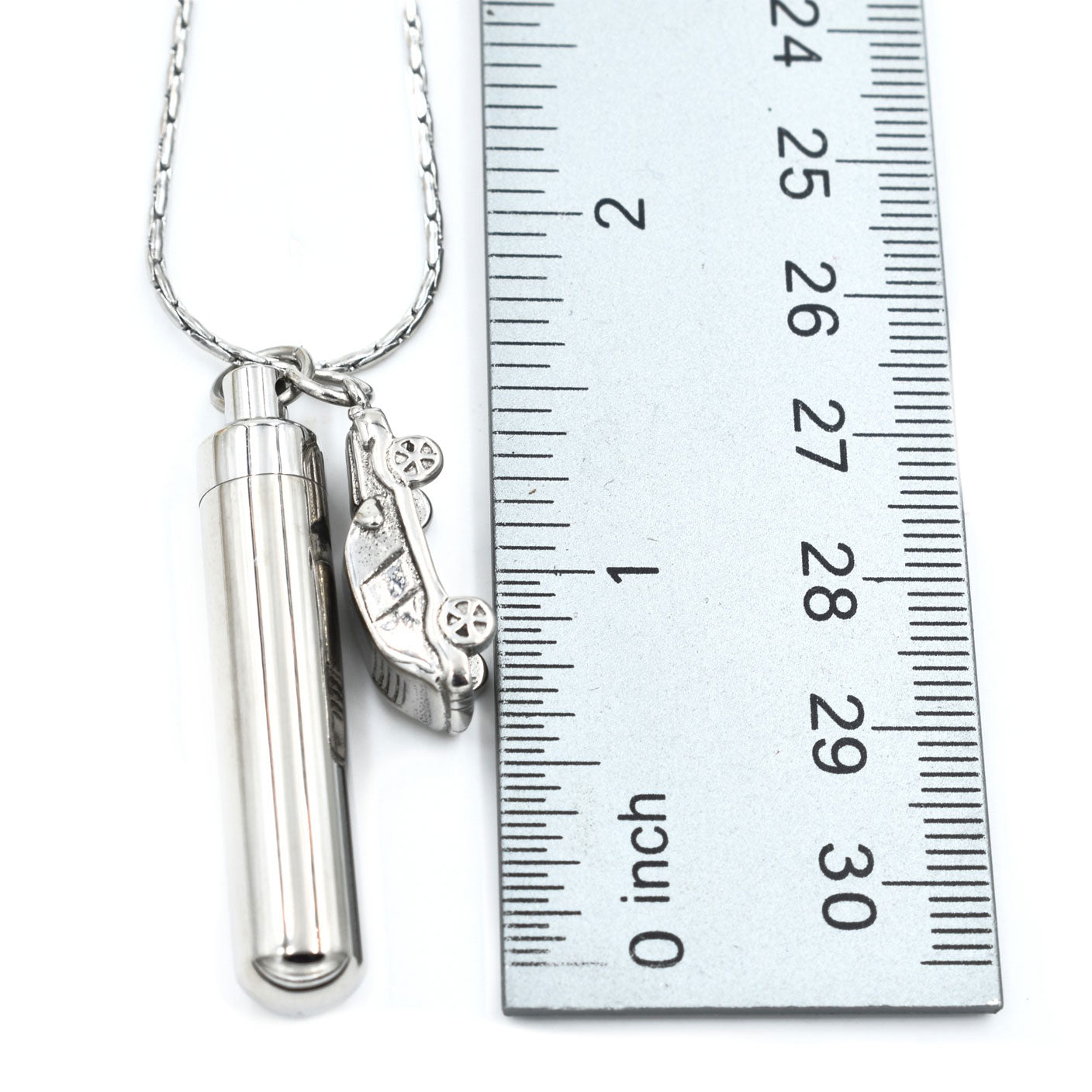 Cylinder with Car Charm Urn Necklace