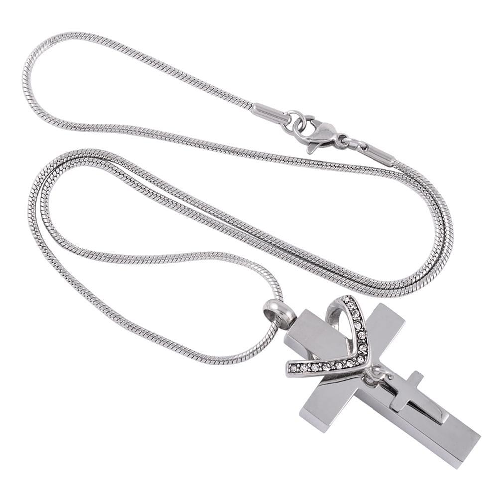 Collet Cross with Crystals Cremation Jewelry