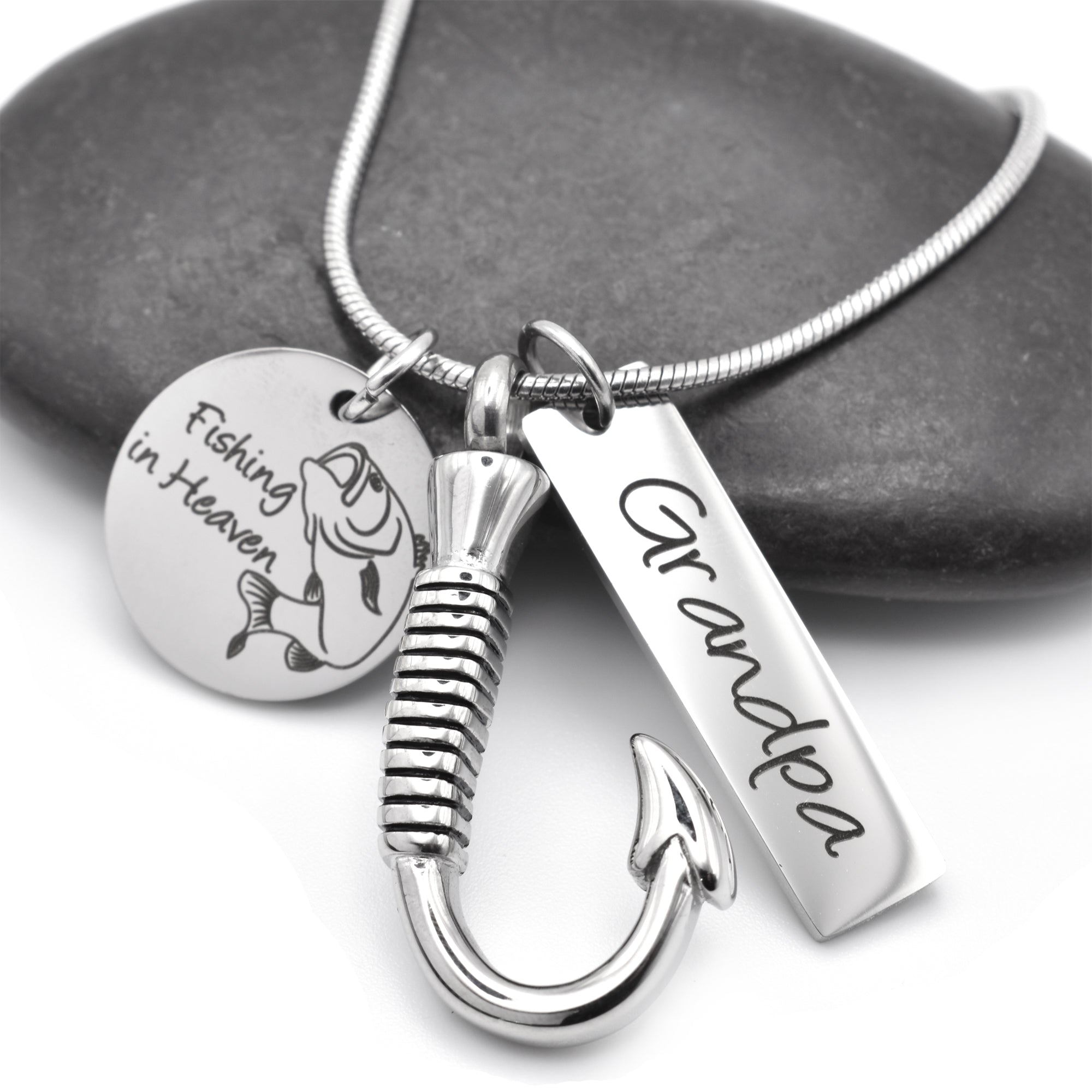 Fishing in Heaven Urn Necklace - Mens Cremation Jewelry