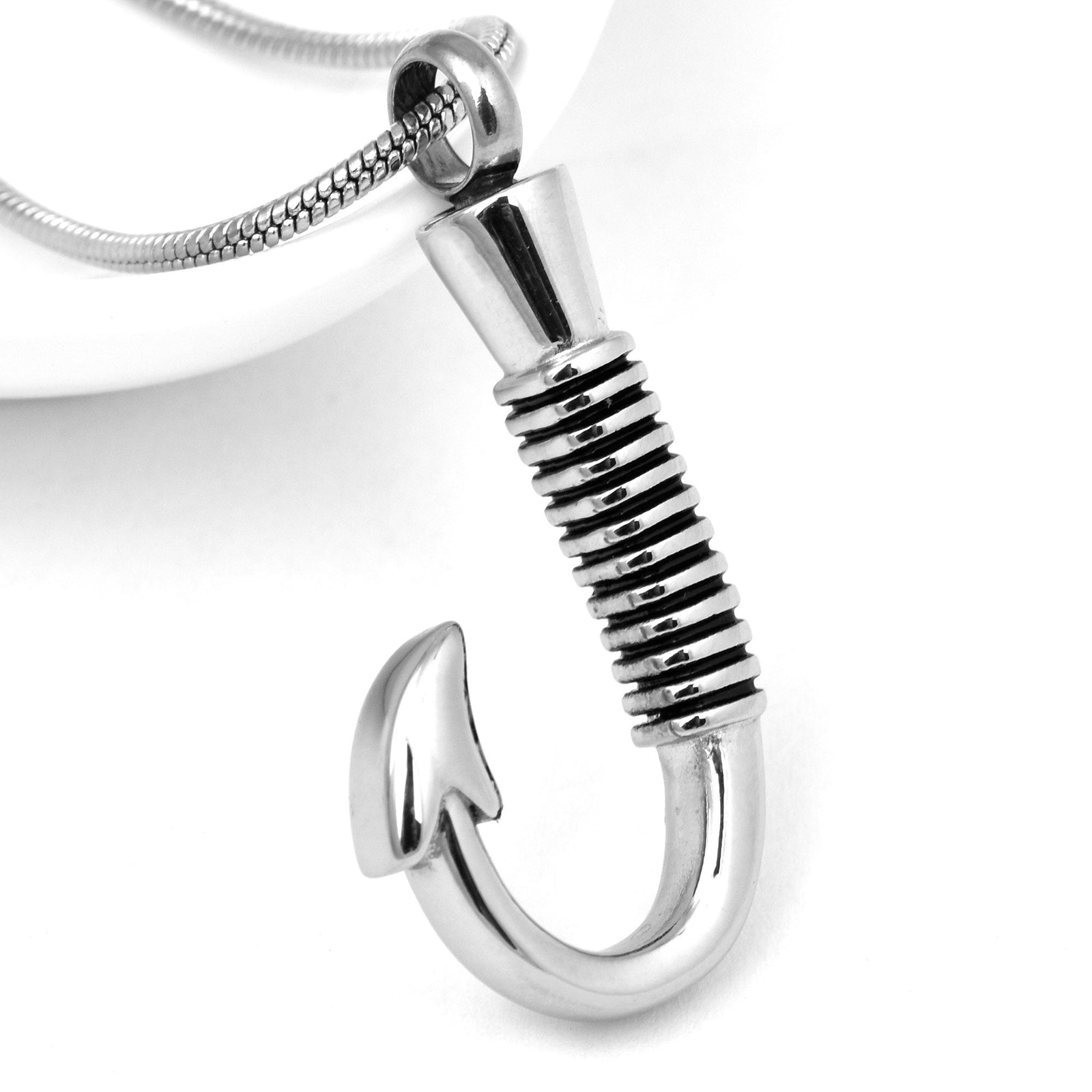 Fishing Hook Urn Necklace - Close Up Photo