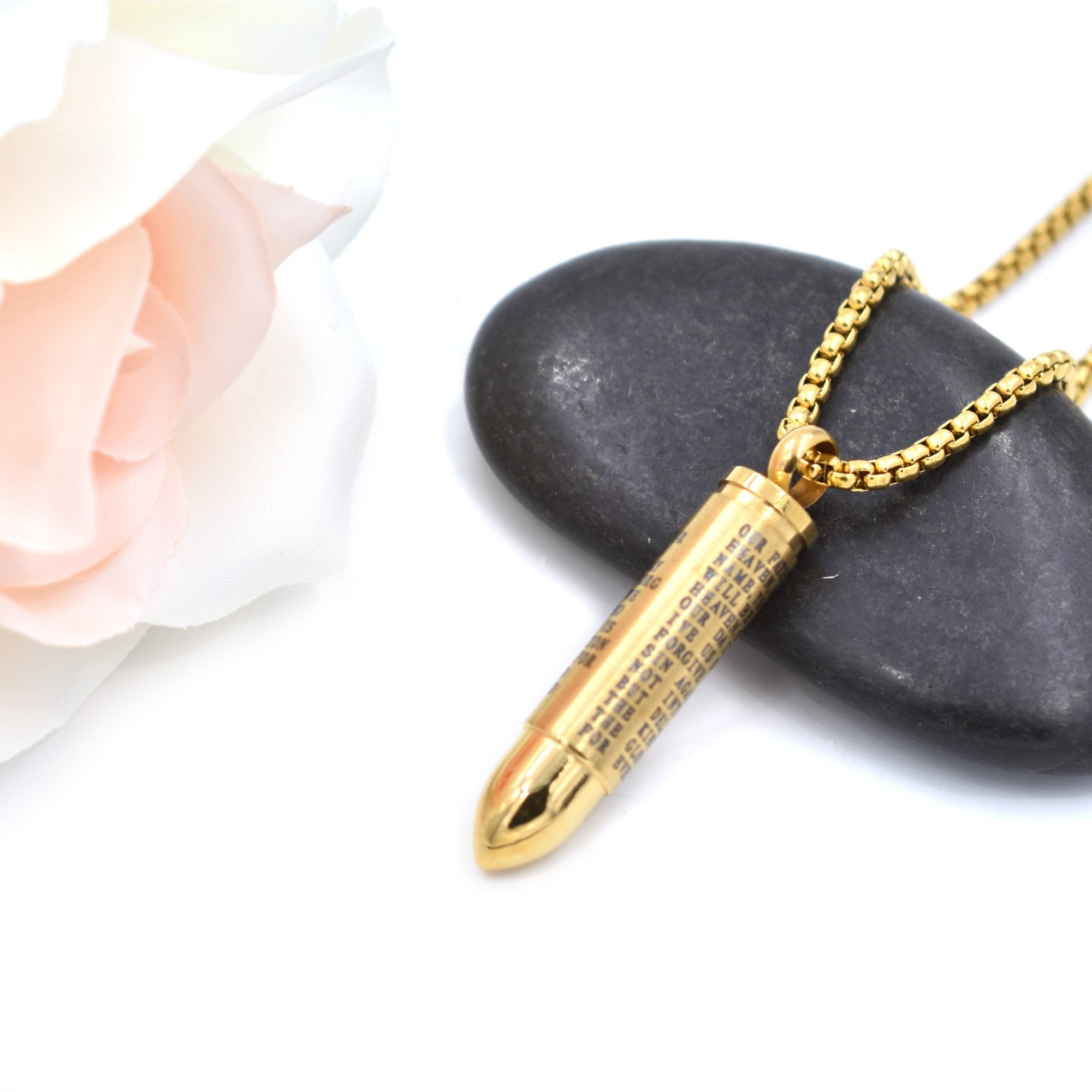 Lord's Prayer Bullet - Silver or Gold Urn Necklace Sarah & Essie 