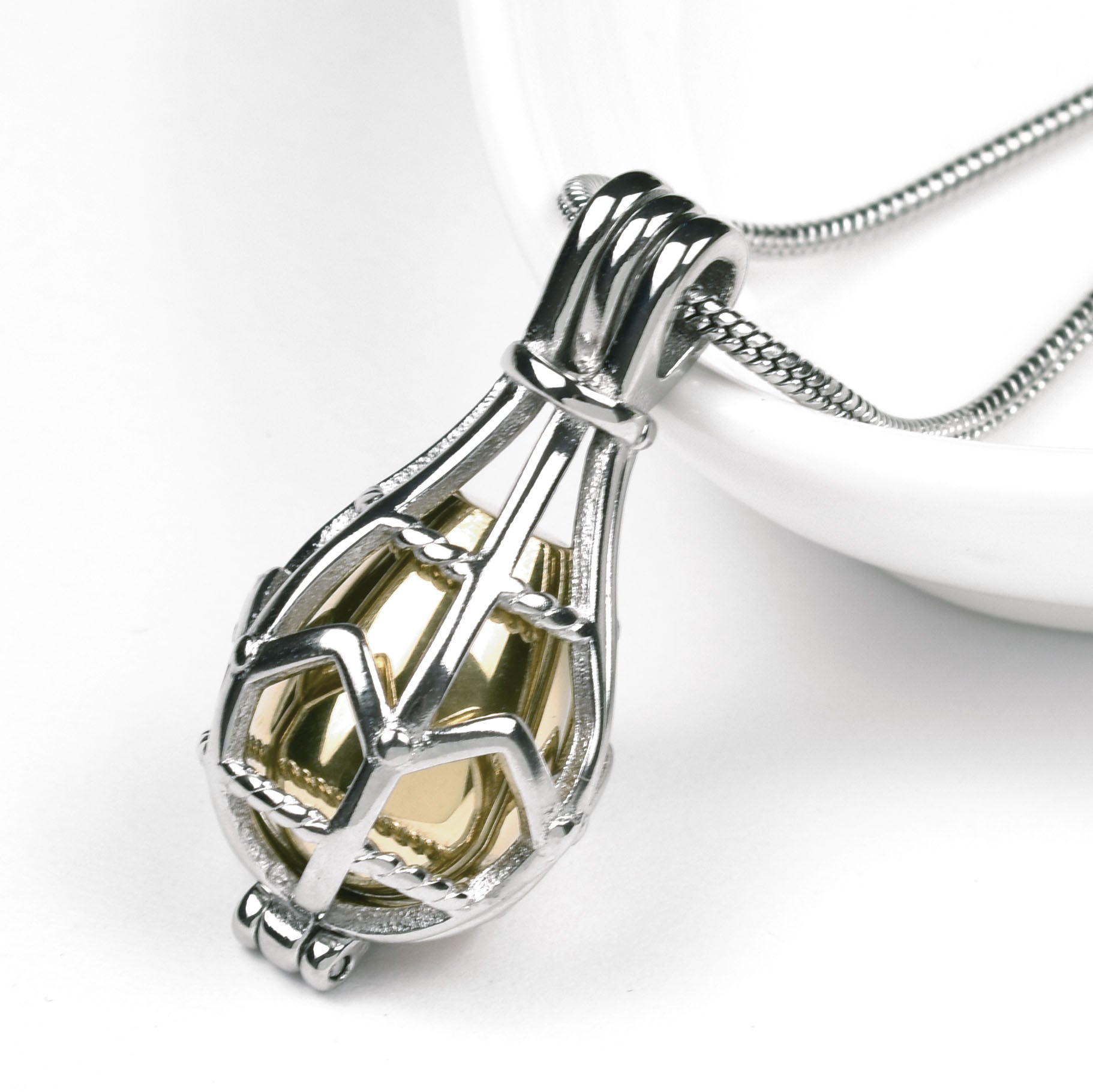 Caged Teardrop Memorial Necklace