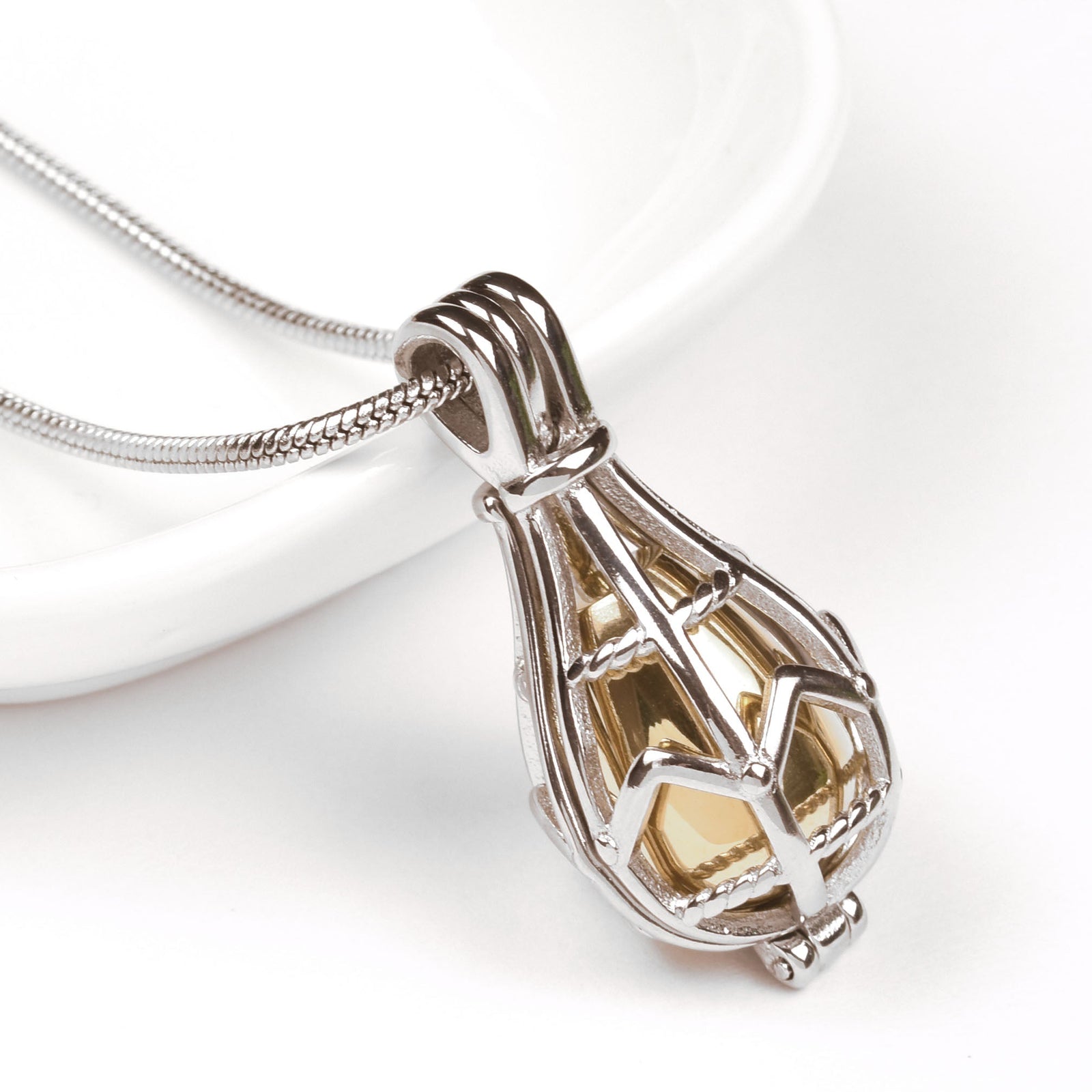 Caged Teardrop Memorial Necklace