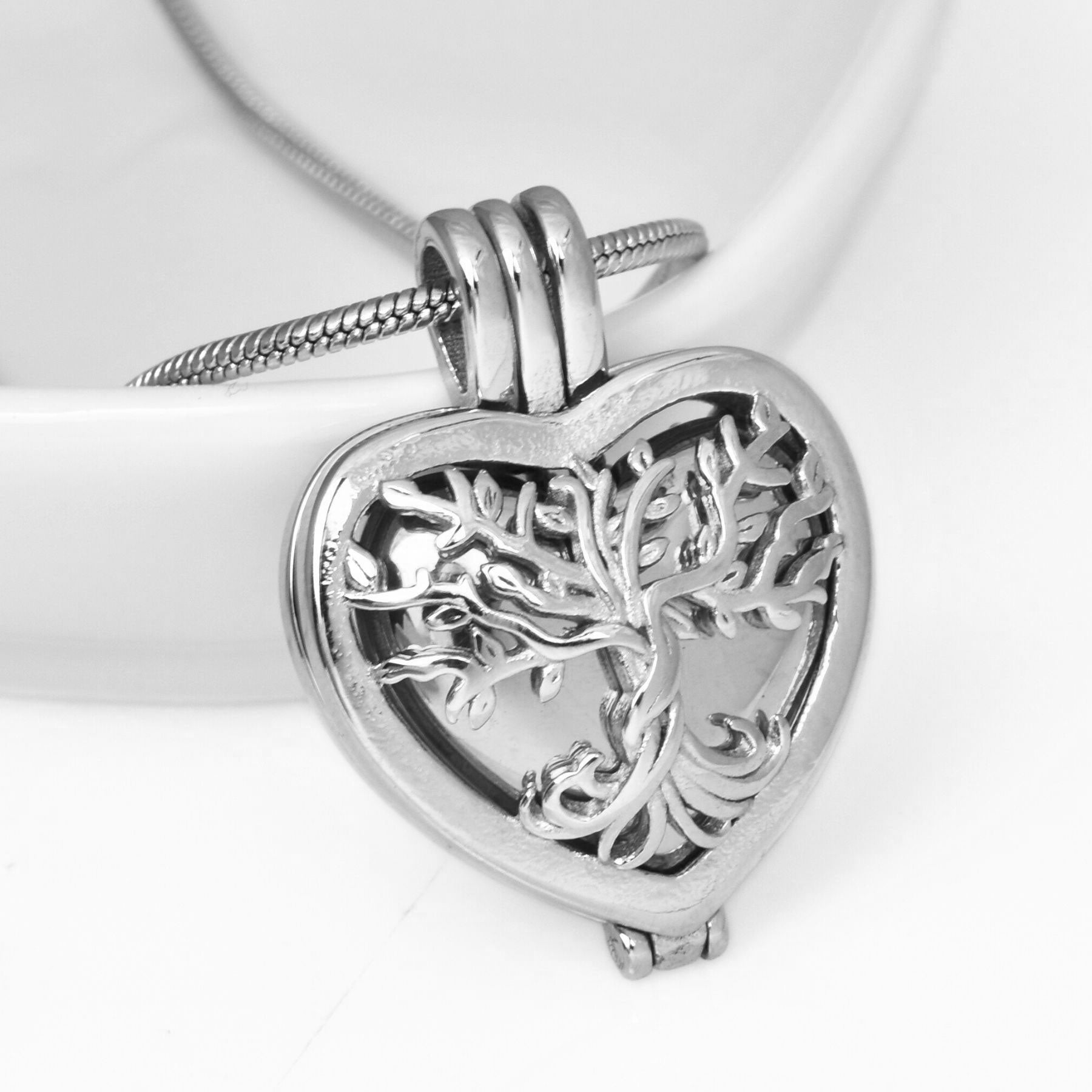 Silver Tree of Life with Mini Heart Urn Necklace