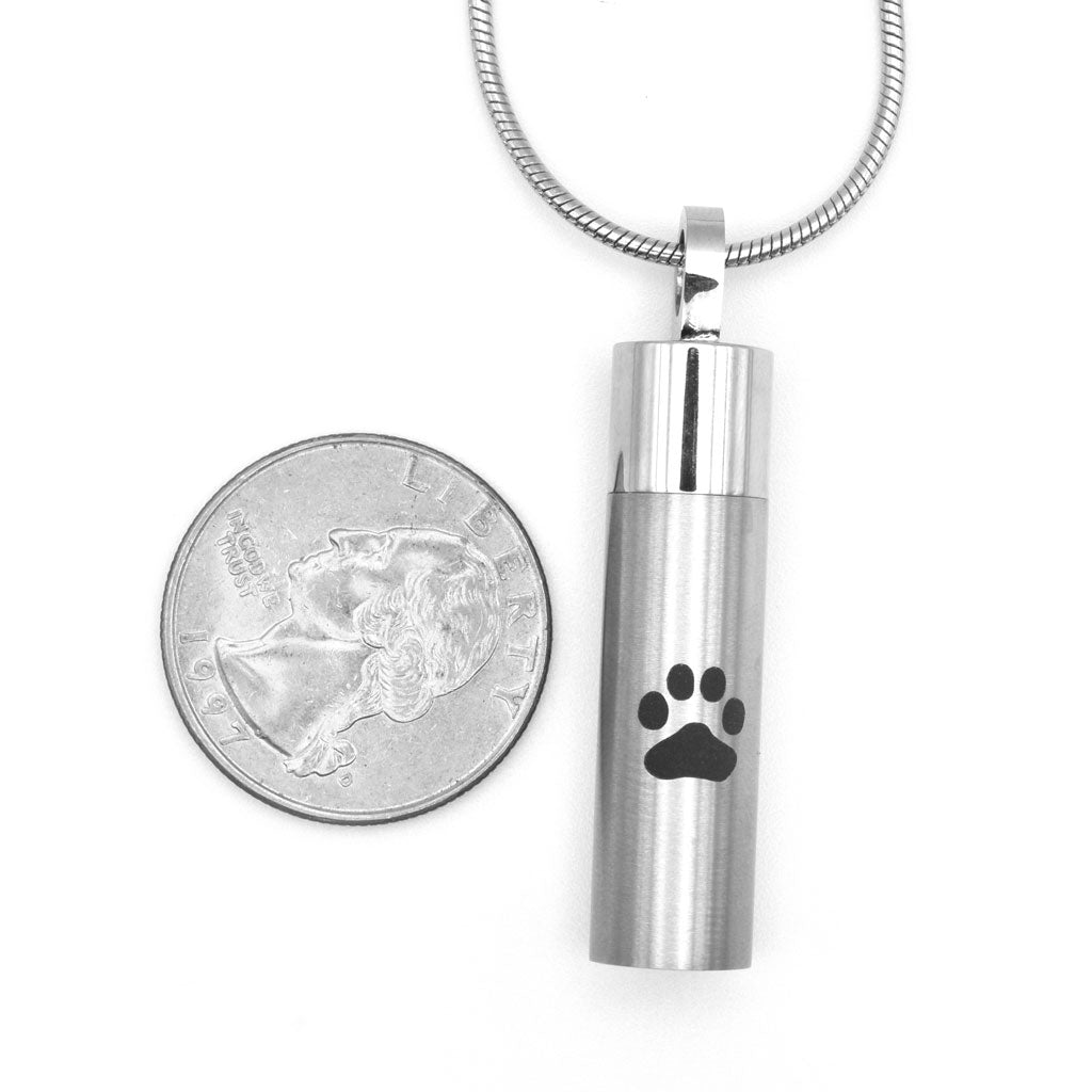 Paw Print Cylinder Cremation Jewelry