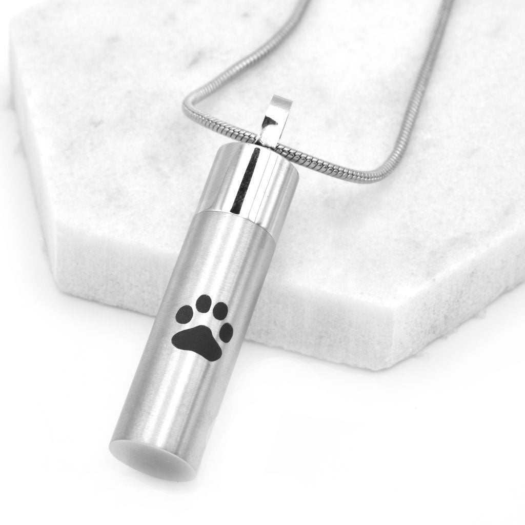 Paw Print Cylinder Cremation Jewelry