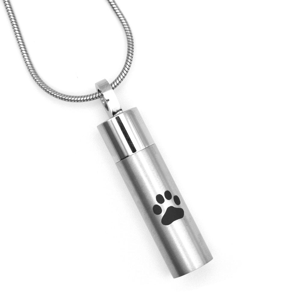 Paw Print Cylinder Cremation Jewelry