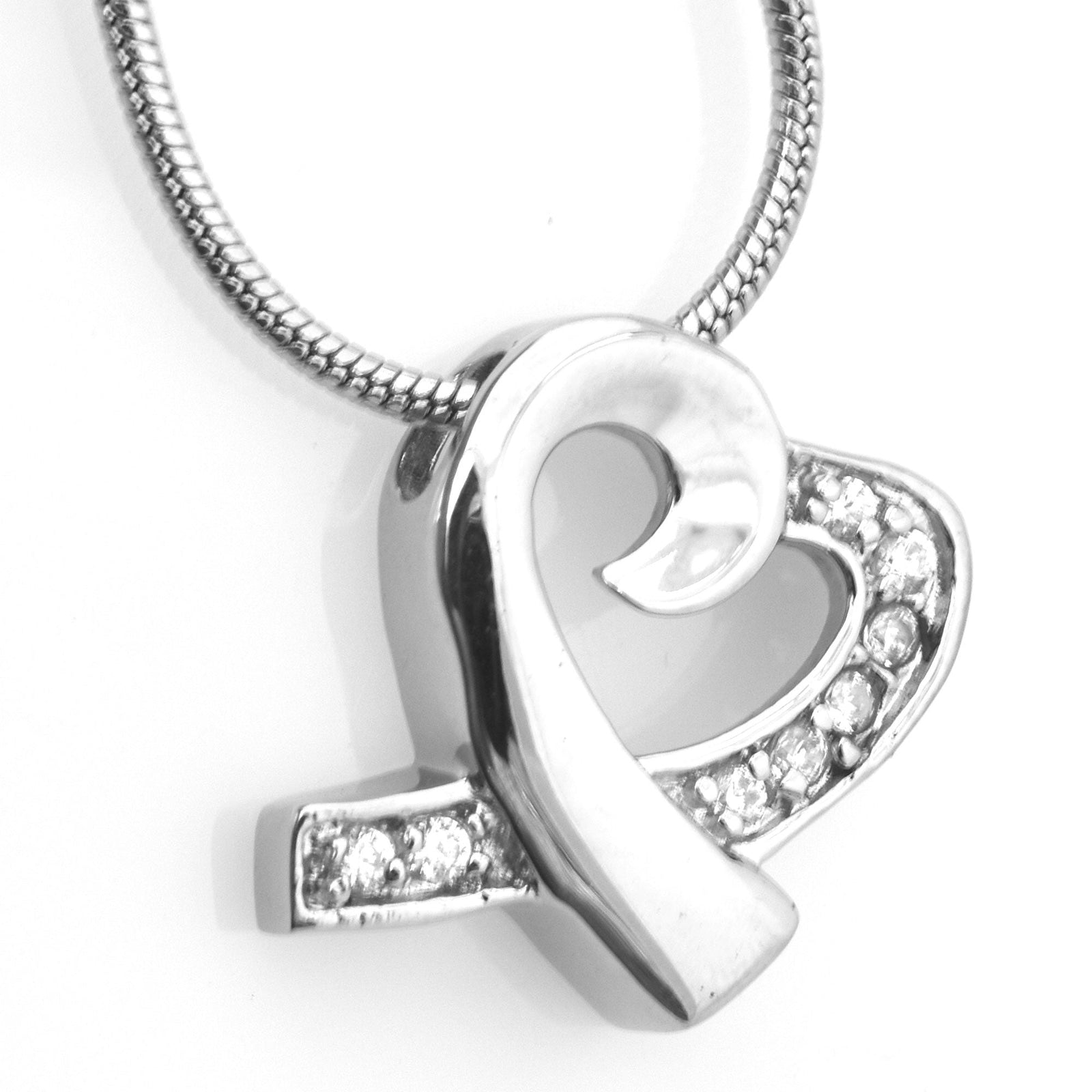 Crystal Ribbon Heart Urn Necklace