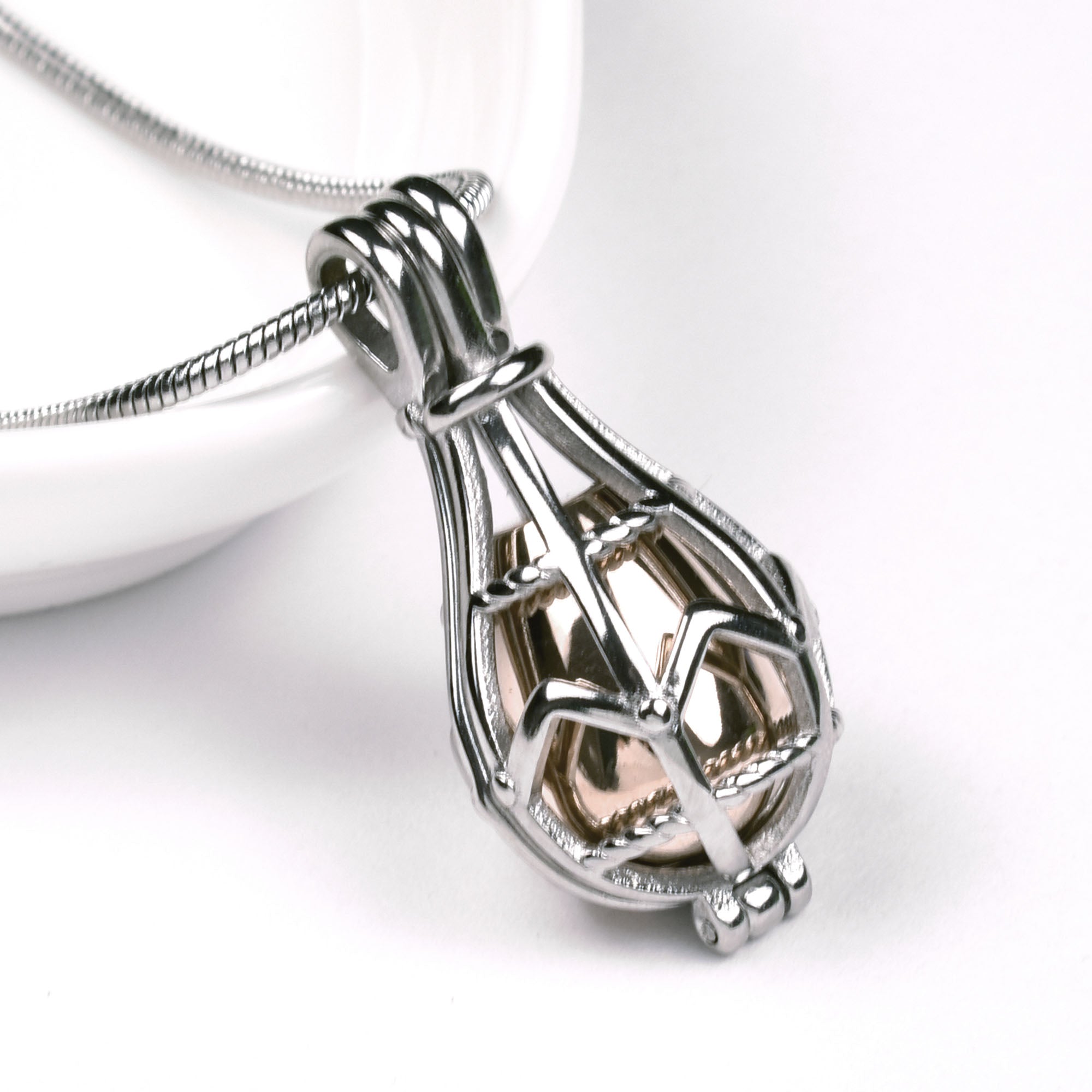 Caged Teardrop Memorial Necklace