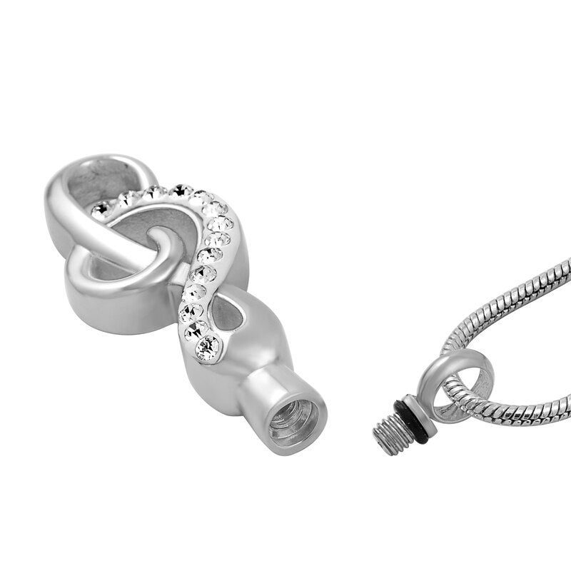 Silver & Crystal Treble Clef Urn Necklace