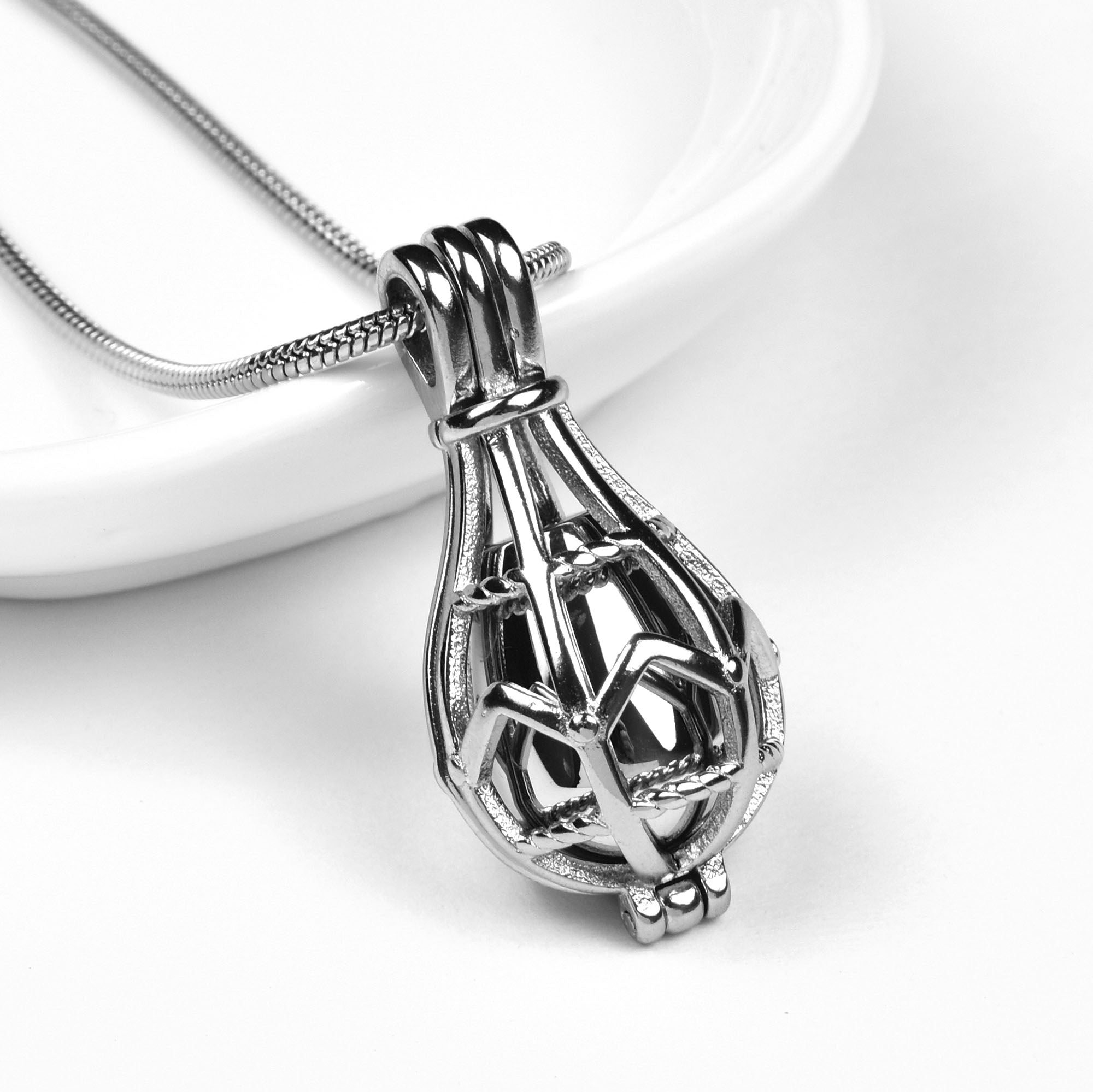 Caged Teardrop Memorial Necklace